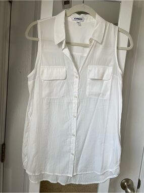 Express White Sleeveless Button-Front Blouse